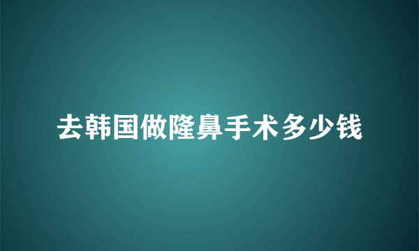 去韩国做隆鼻手术多少钱