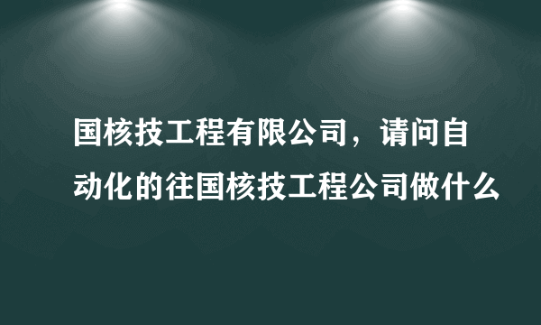 国核技工程有限公司，请问自动化的往国核技工程公司做什么