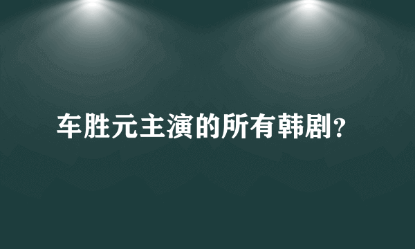 车胜元主演的所有韩剧？