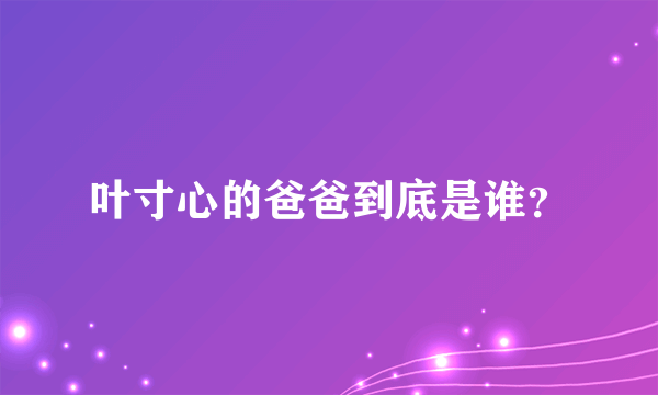 叶寸心的爸爸到底是谁？