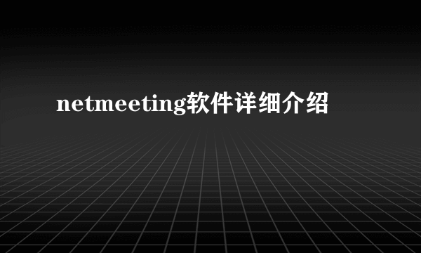 netmeeting软件详细介绍