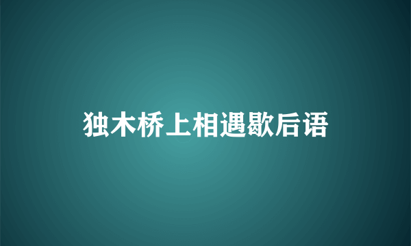 独木桥上相遇歇后语