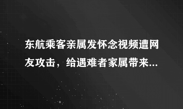 东航乘客亲属发怀念视频遭网友攻击，给遇难者家属带来了哪些伤害？