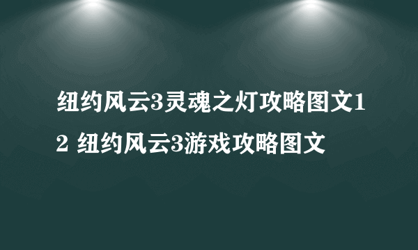 纽约风云3灵魂之灯攻略图文12 纽约风云3游戏攻略图文