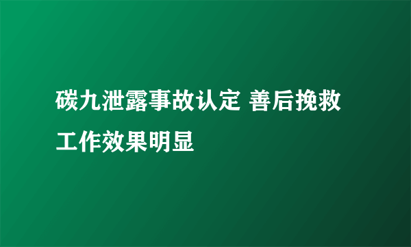 碳九泄露事故认定 善后挽救工作效果明显