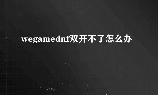 wegamednf双开不了怎么办