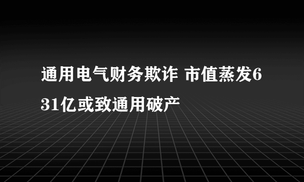 通用电气财务欺诈 市值蒸发631亿或致通用破产