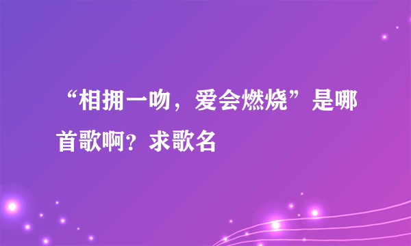 “相拥一吻，爱会燃烧”是哪首歌啊？求歌名