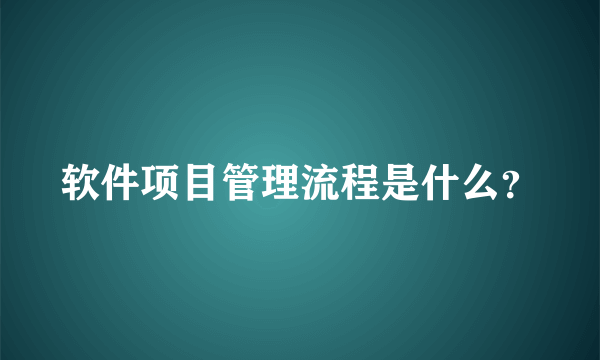 软件项目管理流程是什么？