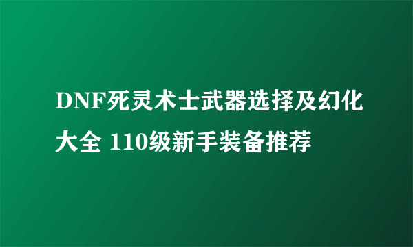 DNF死灵术士武器选择及幻化大全 110级新手装备推荐