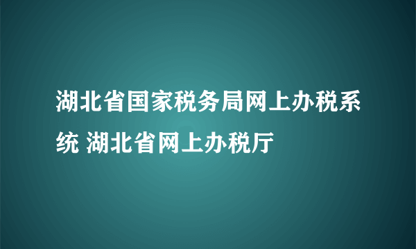 湖北省国家税务局网上办税系统 湖北省网上办税厅