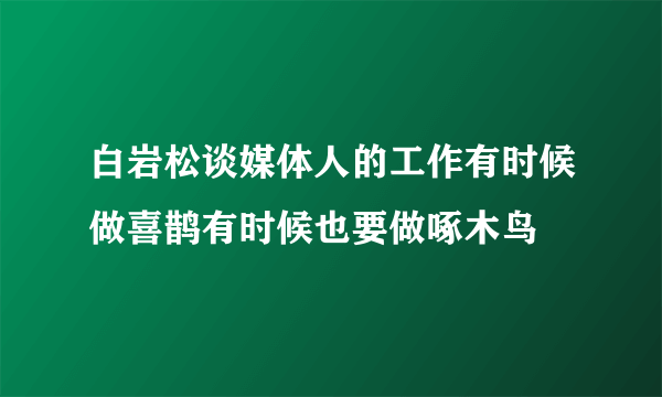 白岩松谈媒体人的工作有时候做喜鹊有时候也要做啄木鸟