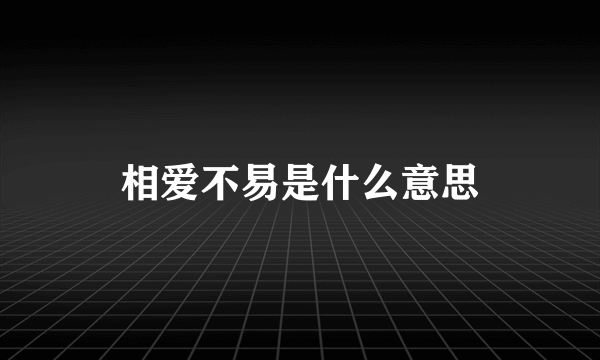 相爱不易是什么意思