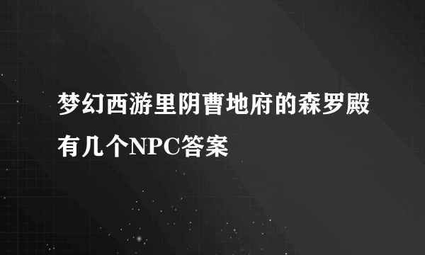 梦幻西游里阴曹地府的森罗殿有几个NPC答案