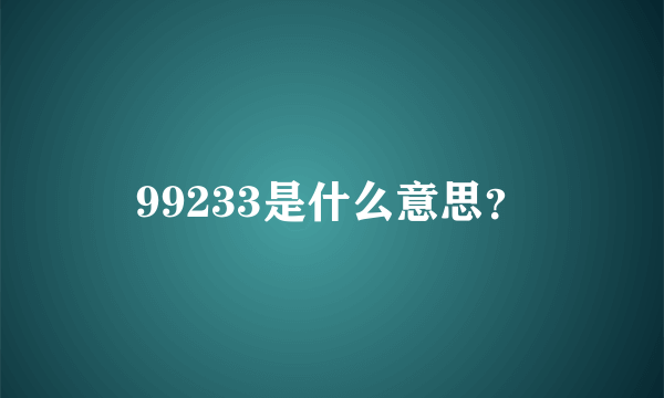 99233是什么意思？