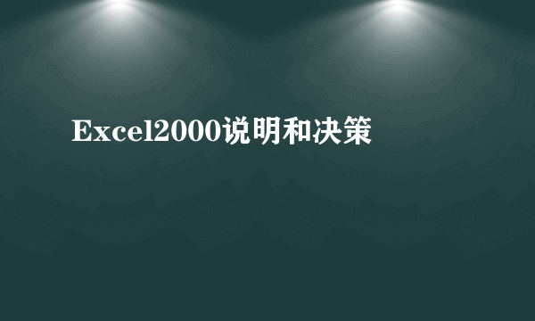 Excel2000说明和决策