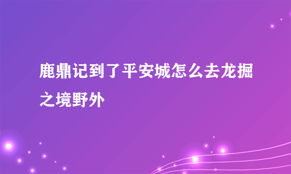 鹿鼎记到了平安城怎么去龙掘之境野外