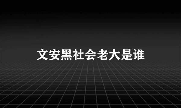 文安黑社会老大是谁