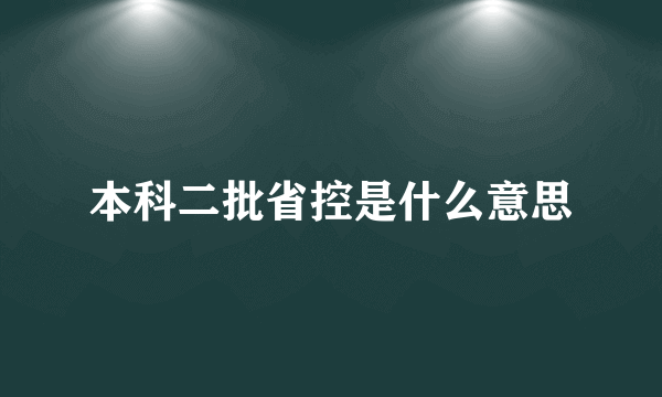 本科二批省控是什么意思