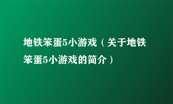 地铁笨蛋5小游戏（关于地铁笨蛋5小游戏的简介）