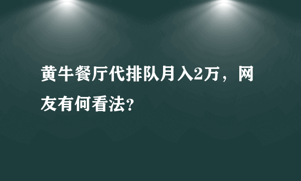 黄牛餐厅代排队月入2万，网友有何看法？