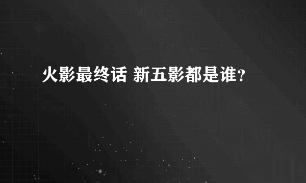 火影最终话 新五影都是谁？