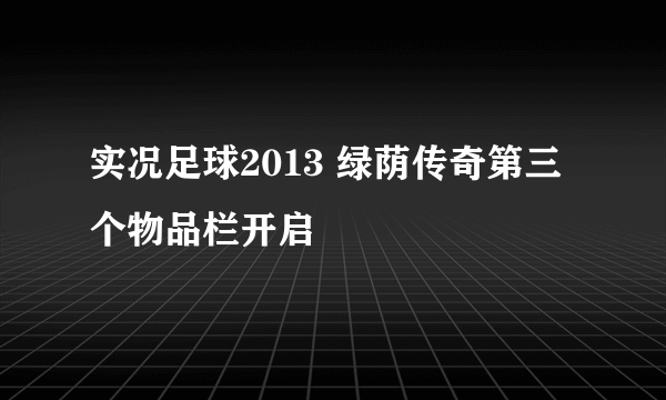 实况足球2013 绿荫传奇第三个物品栏开启