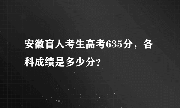 安徽盲人考生高考635分，各科成绩是多少分？