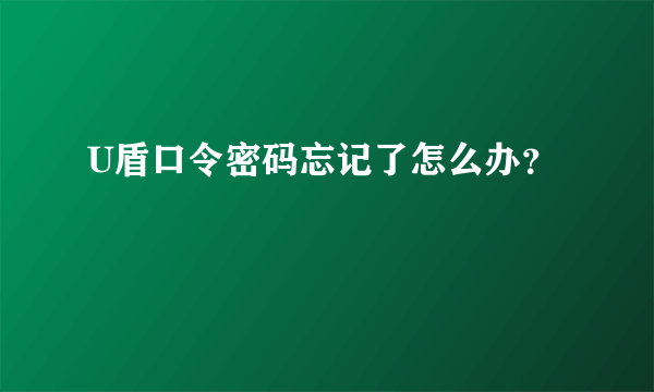 U盾口令密码忘记了怎么办？