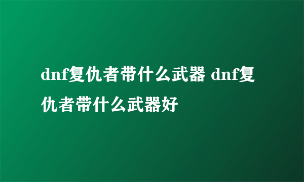 dnf复仇者带什么武器 dnf复仇者带什么武器好