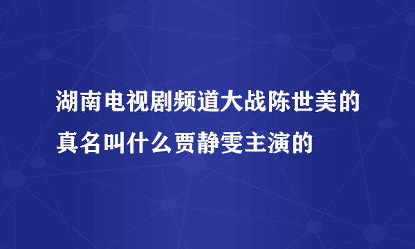 湖南电视剧频道大战陈世美的真名叫什么贾静雯主演的