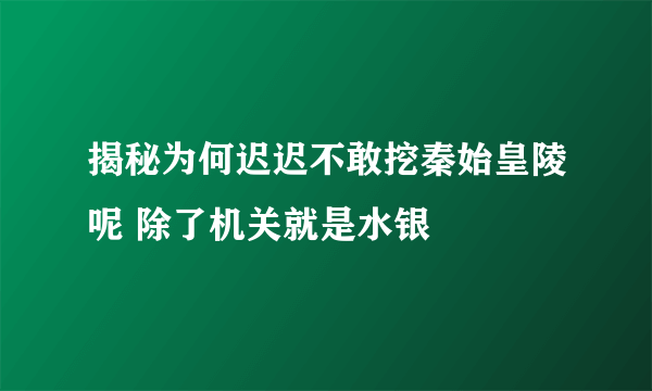 揭秘为何迟迟不敢挖秦始皇陵呢 除了机关就是水银