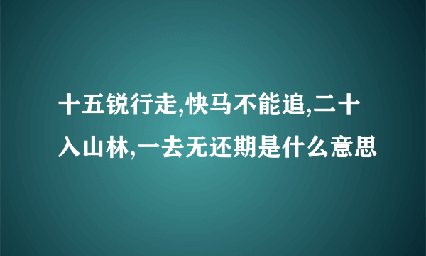 十五锐行走,快马不能追,二十入山林,一去无还期是什么意思