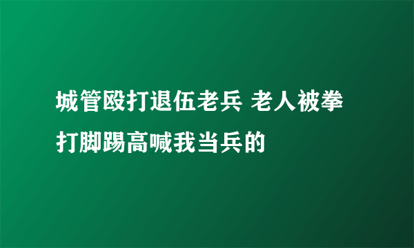 城管殴打退伍老兵 老人被拳打脚踢高喊我当兵的