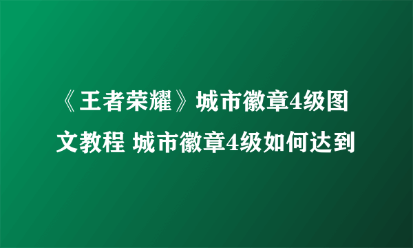 《王者荣耀》城市徽章4级图文教程 城市徽章4级如何达到