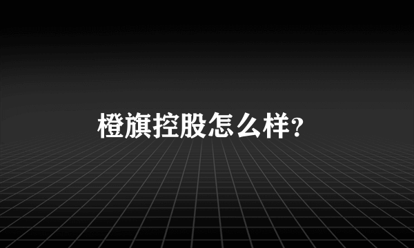 橙旗控股怎么样？