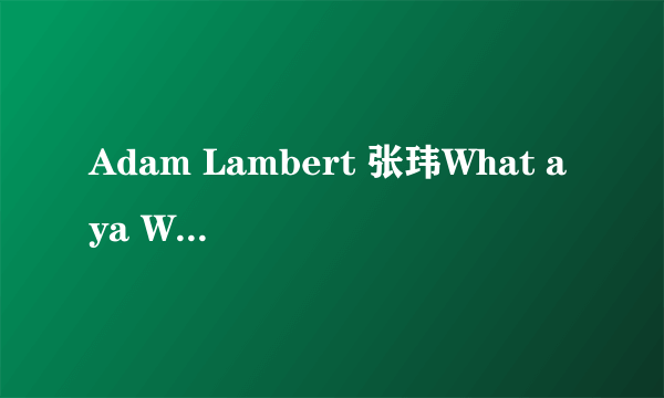 Adam Lambert 张玮What aya Want From Me 求合唱版本