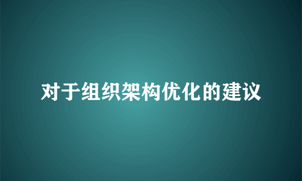 对于组织架构优化的建议