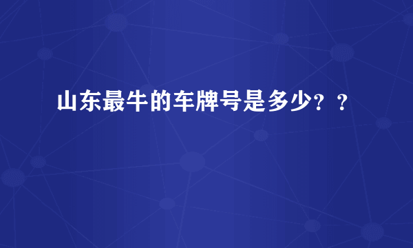 山东最牛的车牌号是多少？？