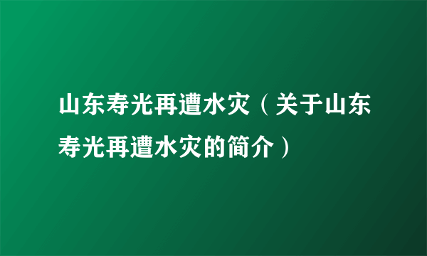 山东寿光再遭水灾（关于山东寿光再遭水灾的简介）