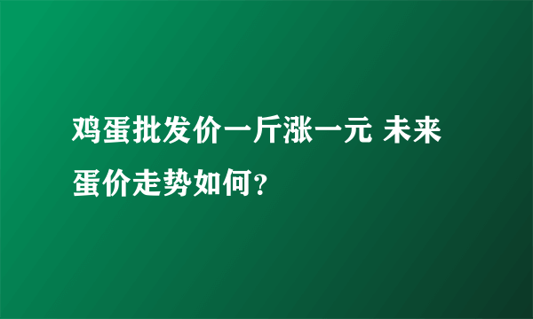 鸡蛋批发价一斤涨一元 未来蛋价走势如何？