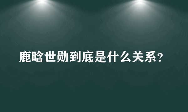 鹿晗世勋到底是什么关系？