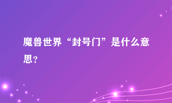 魔兽世界“封号门”是什么意思？