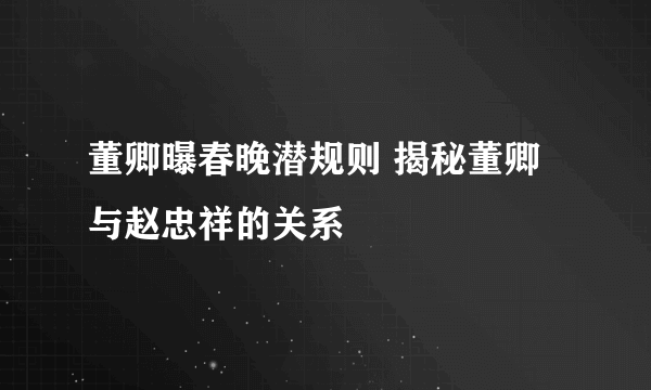 董卿曝春晚潜规则 揭秘董卿与赵忠祥的关系