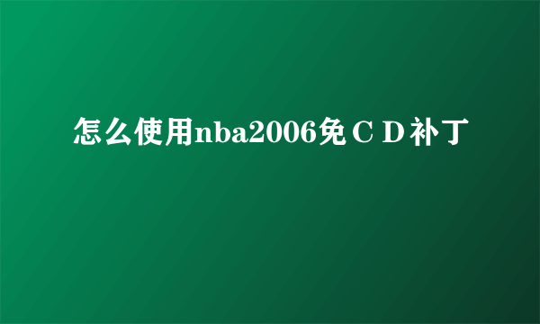 怎么使用nba2006免ＣＤ补丁