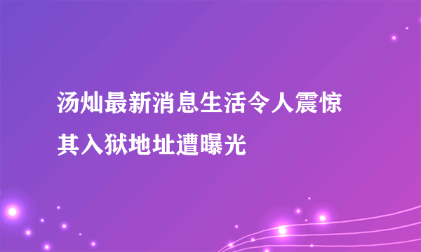 汤灿最新消息生活令人震惊 其入狱地址遭曝光