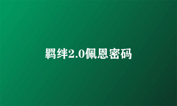 羁绊2.0佩恩密码