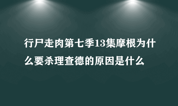 行尸走肉第七季13集摩根为什么要杀理查德的原因是什么