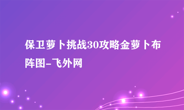 保卫萝卜挑战30攻略金萝卜布阵图-飞外网