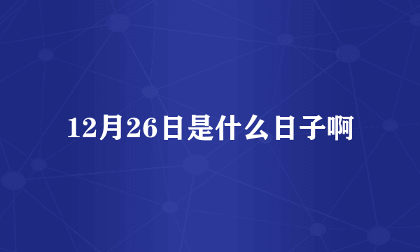 12月26日是什么日子啊